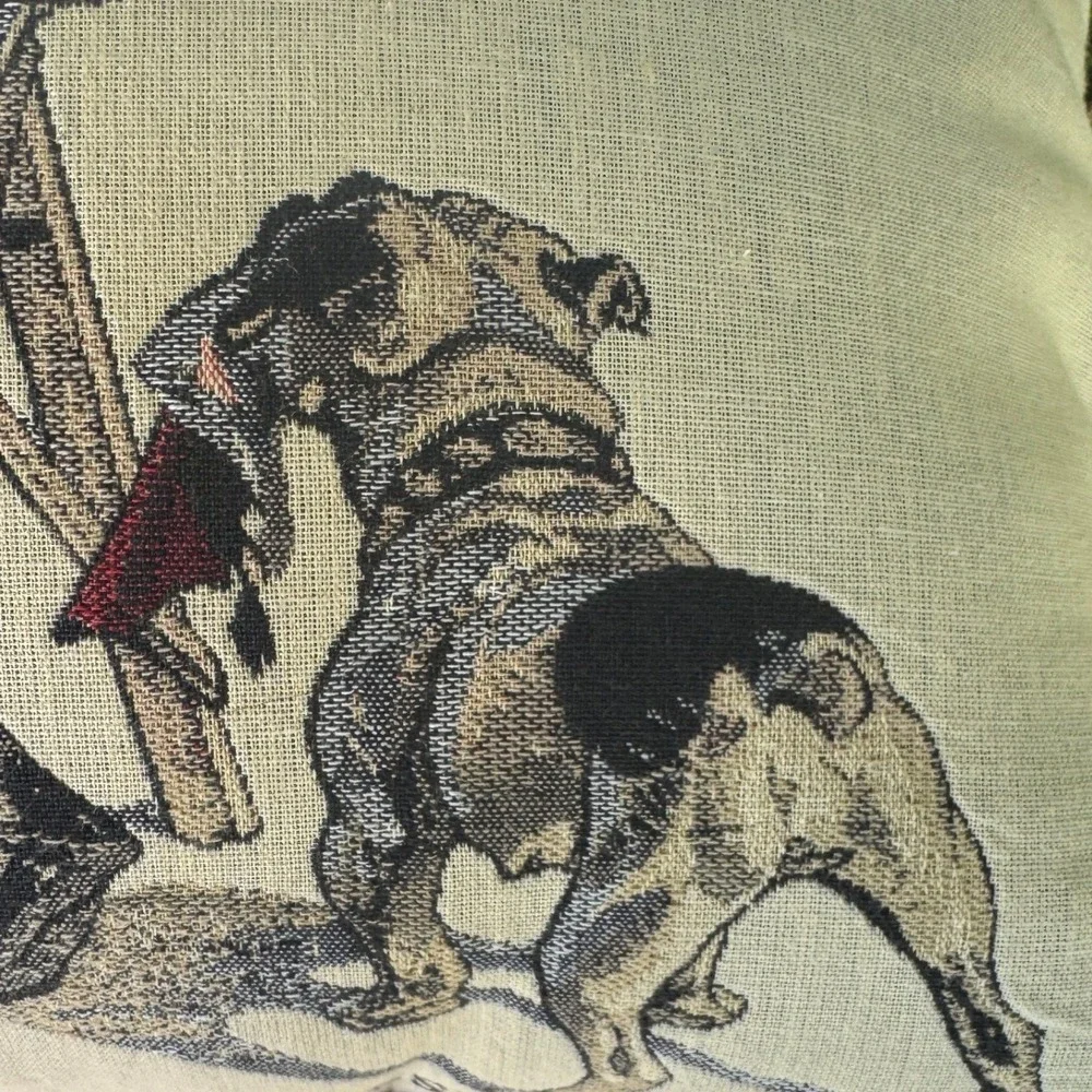 CPC Santa In Distress Tapestry Pillow Christmas Bulldog Holiday Decor 16x16
